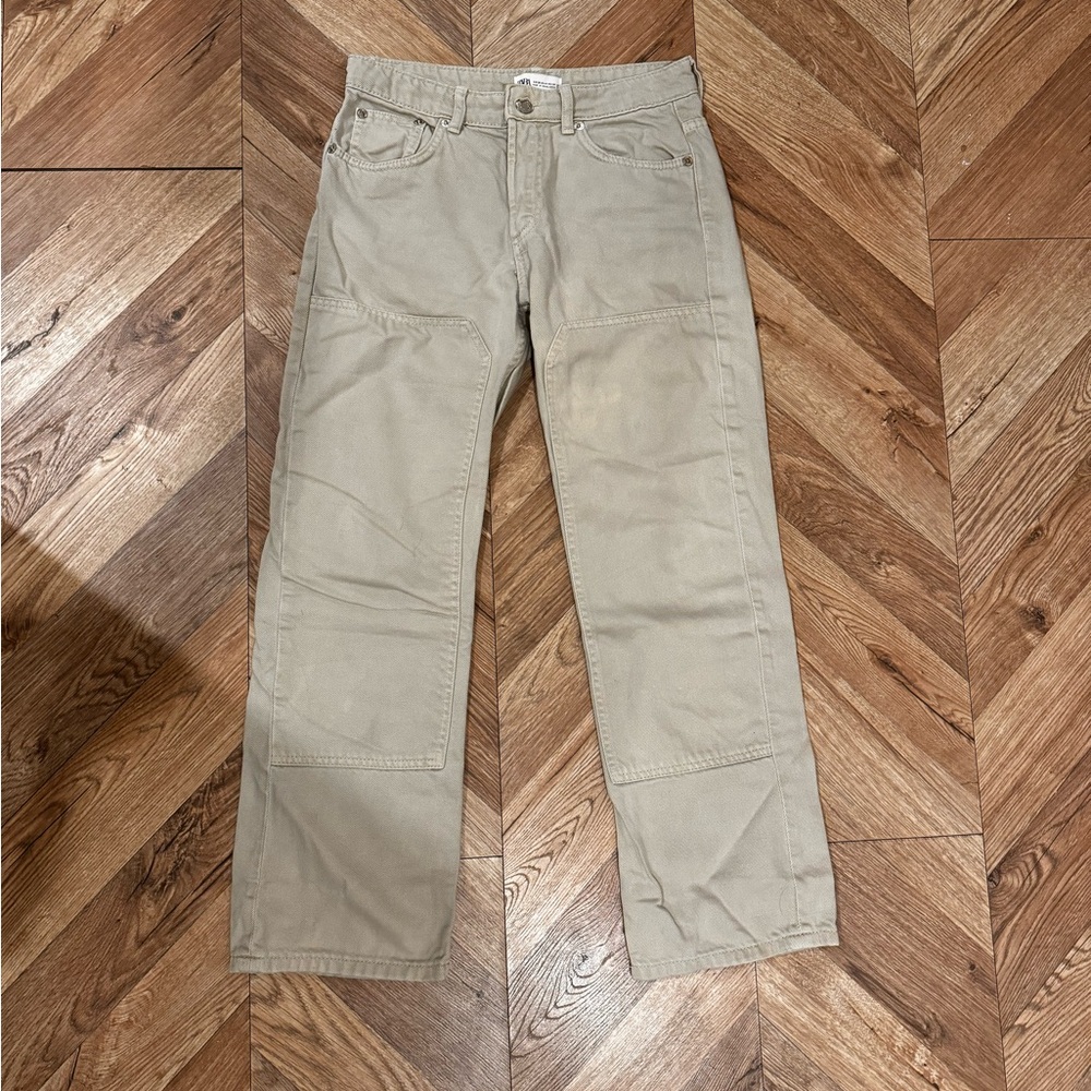 Zara low waisted khaki tan jeans